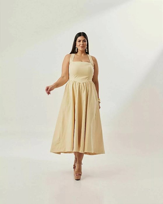 \vestido midi monaco amarelo 46