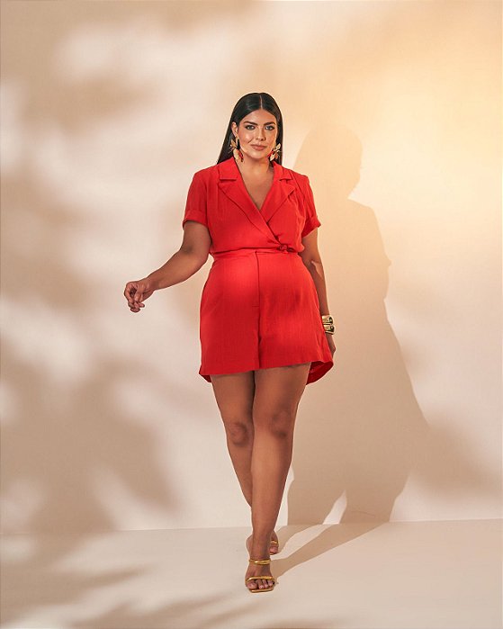 macaquinho em alfaiataria vermelho 44