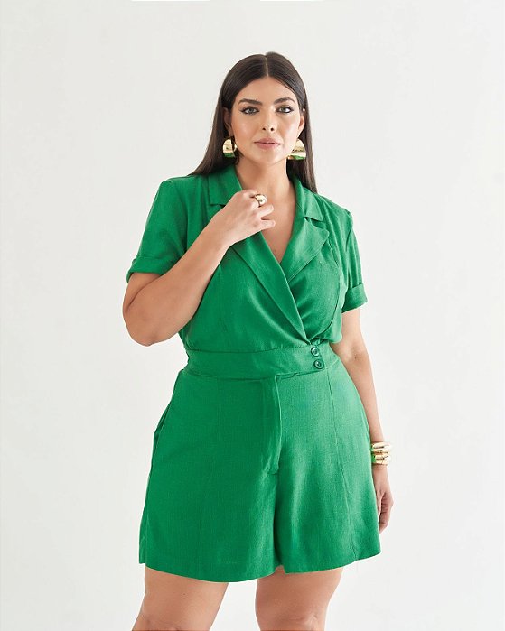 macaquinho em alfaiataria verde 48