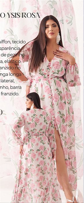 vestido ysis florido rosa 44
