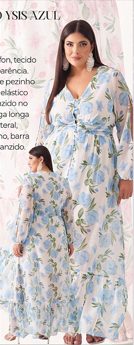 vestido ysis florido azul 46