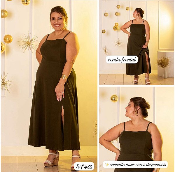 vestido fenda preto g (485)