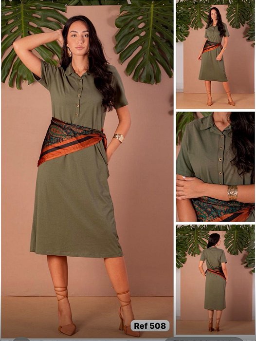 Vestido galão com botão g