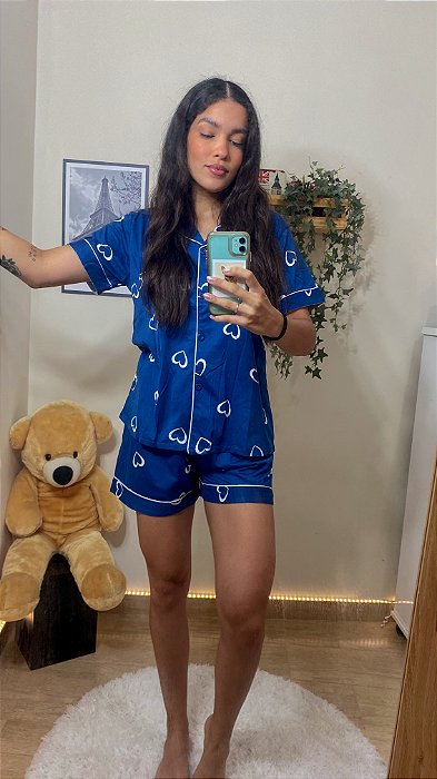 Pijama Americano - Coração Marinho