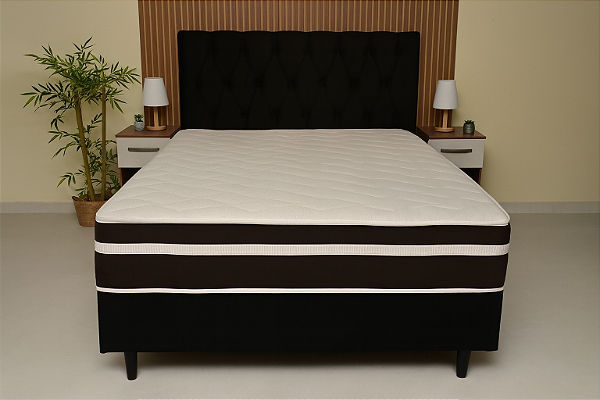 Cama Box Conjugado Casal Spring Molas 138x188 – Marrom