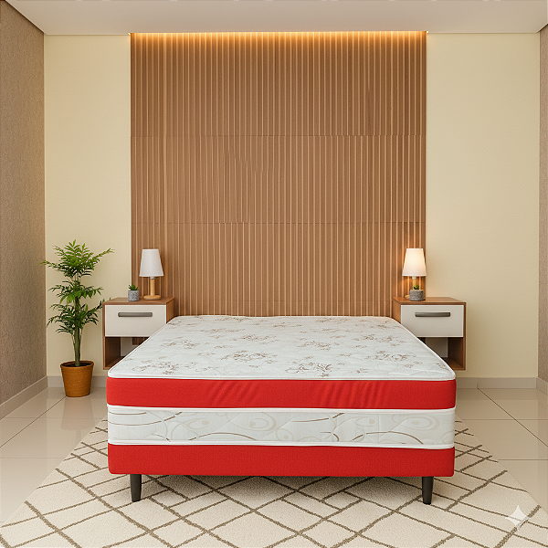 Cama Box Conjugada Luxo Vermelho – Casal
