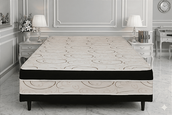 Cama Box Conjugada Luxo Casal - Preta