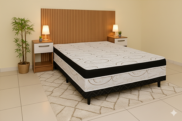 Cama Box Conjugada Luxo Preta – Casal
