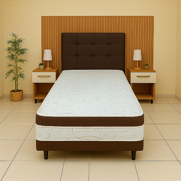 Cama Box Conjugado Solteiro Ortopédica Absolut 88x188x32 - Marrom