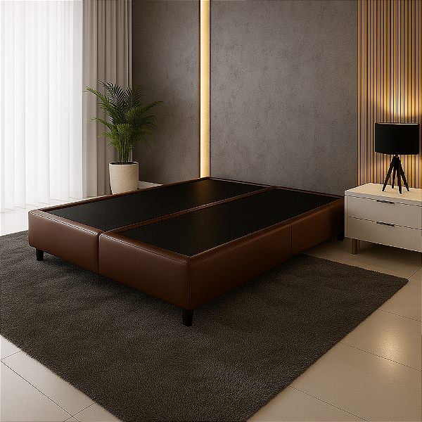 Base Box Queen - Courino - Marrom