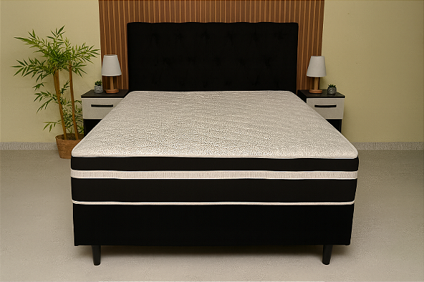 Cama Box Conjugado Casal Spring Molas 138x188 – Preto