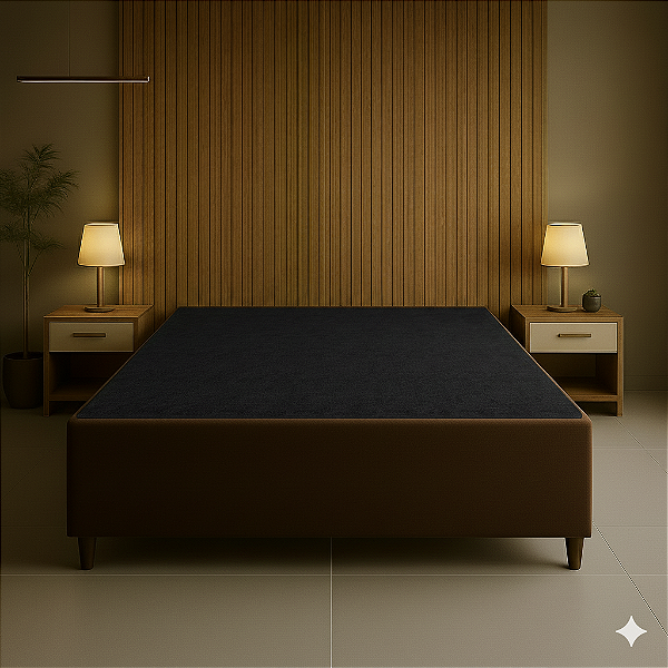 Base Casal Suede - Marrom