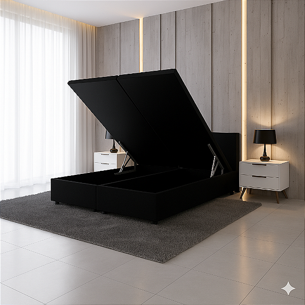 Base Baú Queen Corino - Preto