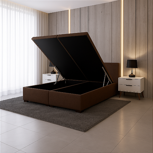 Base Baú Queen Corino - Marrom