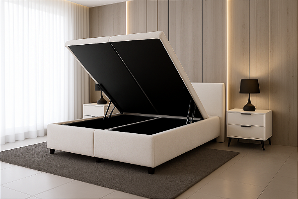 Base Baú Queen Suede - Branco