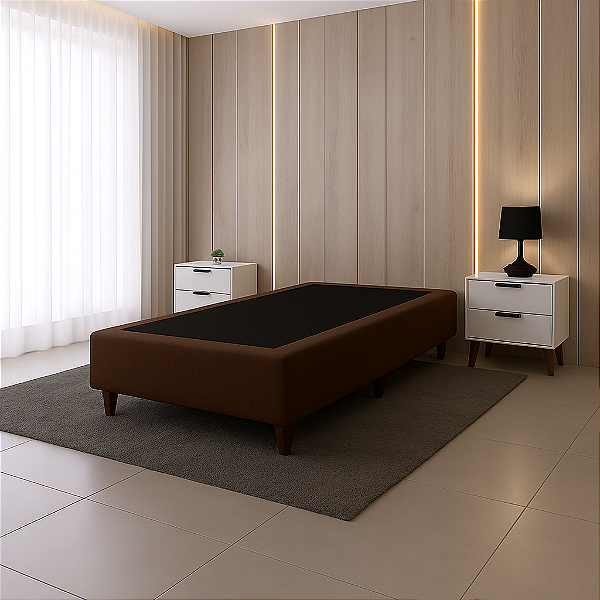 Base Box Solteiro Corino - Marrom
