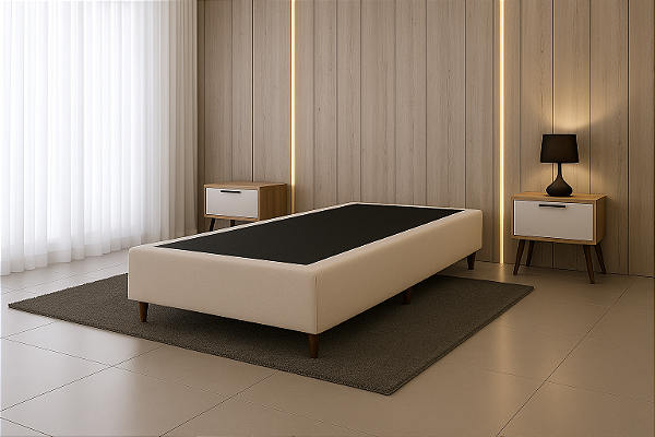 Base Box Solteiro Suede - Branco