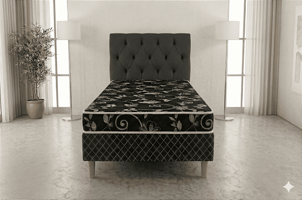 Cama Box Conjugada Confort Black Solteiro