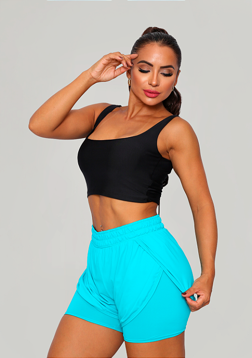 Shorts Duplo Fitness Feminino Elegance UV50+ Tiffany Fit Model