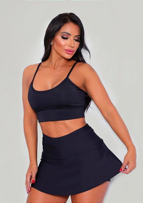Top Fitness Alça Com Bojo Removível Feminino Preto Fit Model