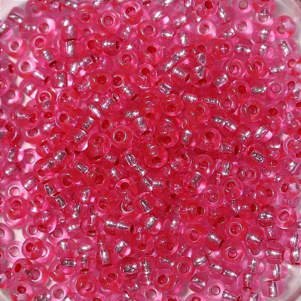 Miçanga Jablonex Rosa Transparente com miolo prata 6/0