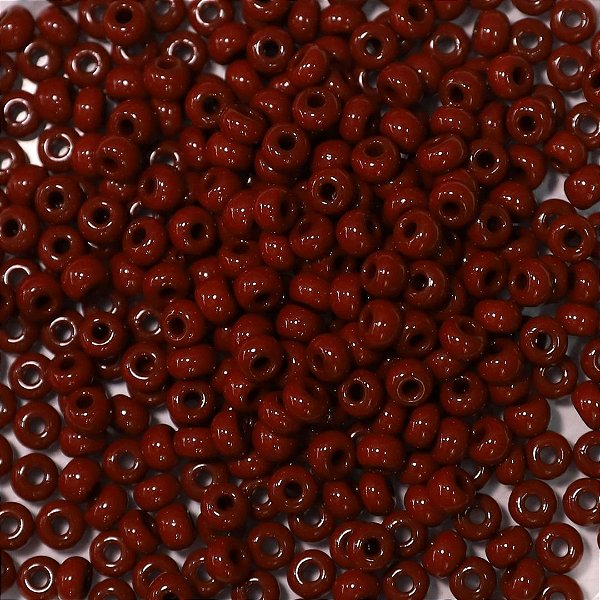 Miçanga Jablonex Marrom Leitoso com miolo prata 0,6mm