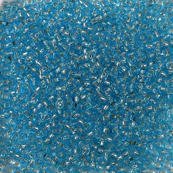 Miçanga Jablonex Azul Claro Transparente com miolo prata 0/9