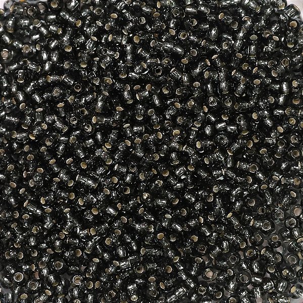 Miçanga Jablonex Preto Transparente com miolo prata 0/9