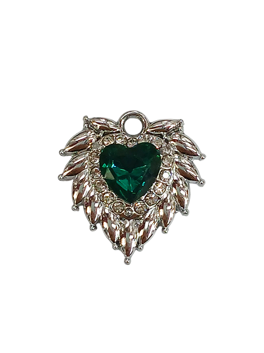 Pingente De Coração com Strass Verde