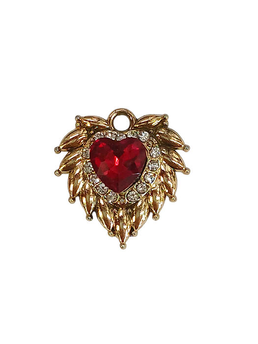 Pingente De Coração com Strass Vermelho