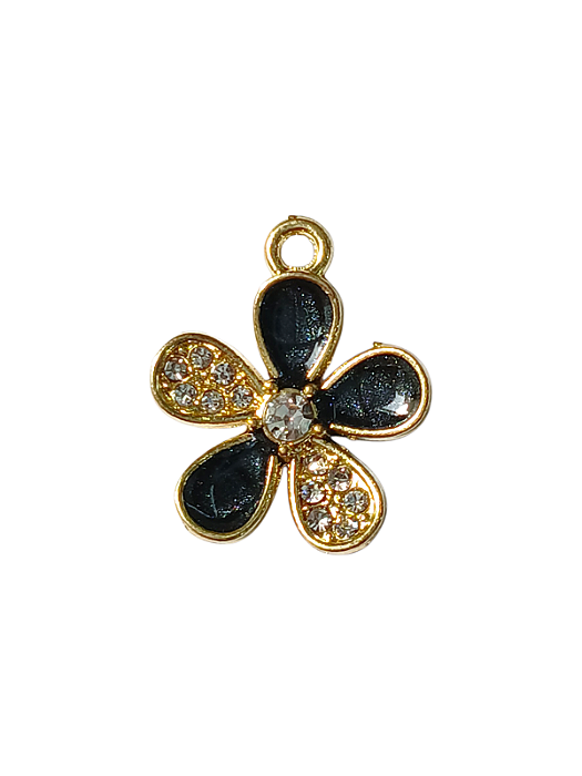 Pingente de Metal Flor de Strass