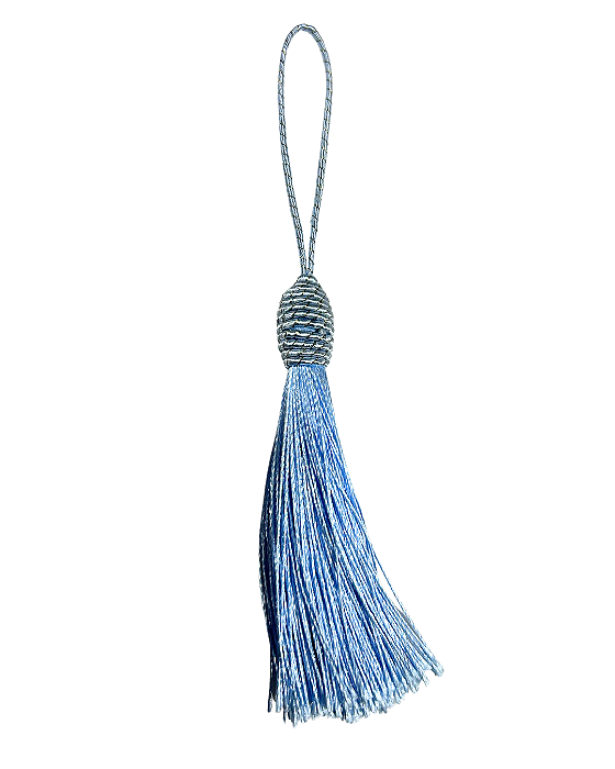 Tassel Seda Azul Bebê 10cm