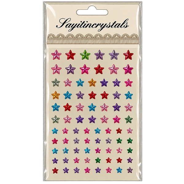 Cartela Adesiva de Chaton de Strass Estrela