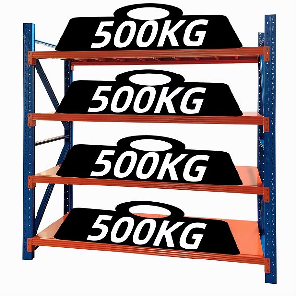 Estante Prateleira em Aço Reforçado 200X60X200cm - Capacidade 2000kg (500kg por nível)