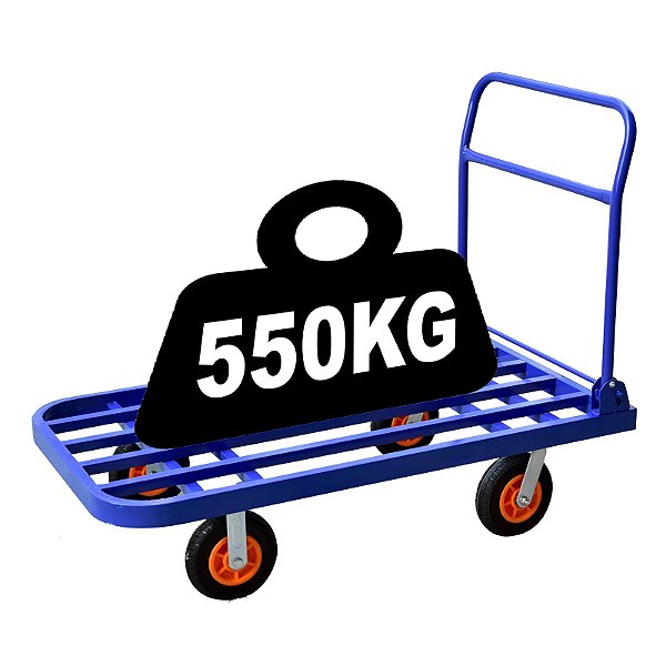 Carrinho Plataforma De Carga Portátil Dobrável Em Aço 550kg