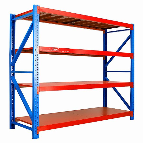 Estante com Prateleiras em Aço Reforçado 800kg (200kg Por Nível) - 200x60x200cm