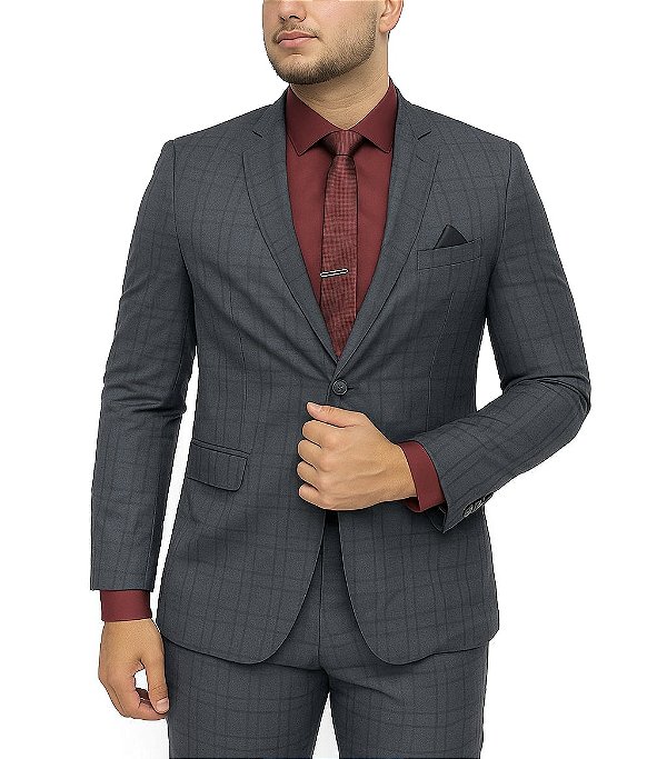 Terno Quadriculado Cinza Chumbo Elemento