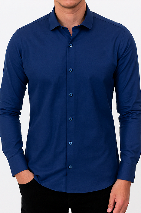 Camisa Vidutt azul marinho slim fit