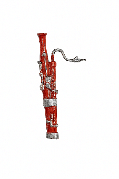 Broche Fagote Vermelho com Detalhes Prateados