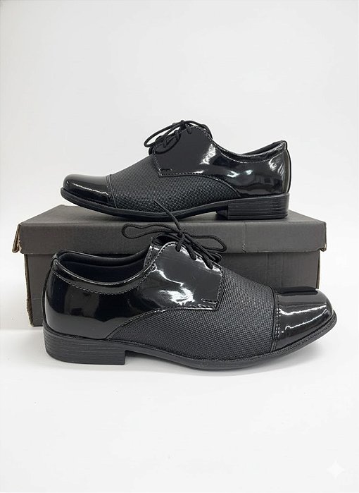 Sapato Infantil Preto Verniz com Cadarço