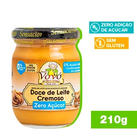 Doce de Leite Cremoso Zero Adição de Açúcar e Sem Glúten 210g