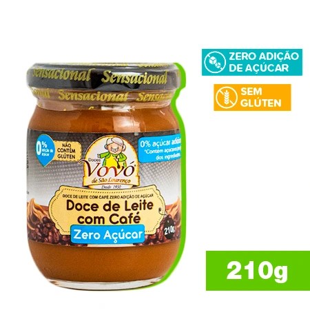 Doce de Leite com Café Zero Adição de Açúcar e Sem Glúten 210g