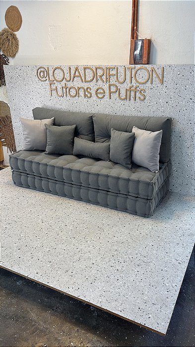 Futon Turco Duplo Cinza + Acessorios