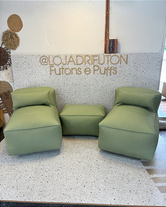 Conjunto Puff M Standard + 1 Peseira + 2 Almofadas