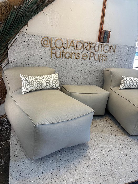 Conjunto Puff G Standard + 1 Peseira + 1 Almofada cor cinza 510