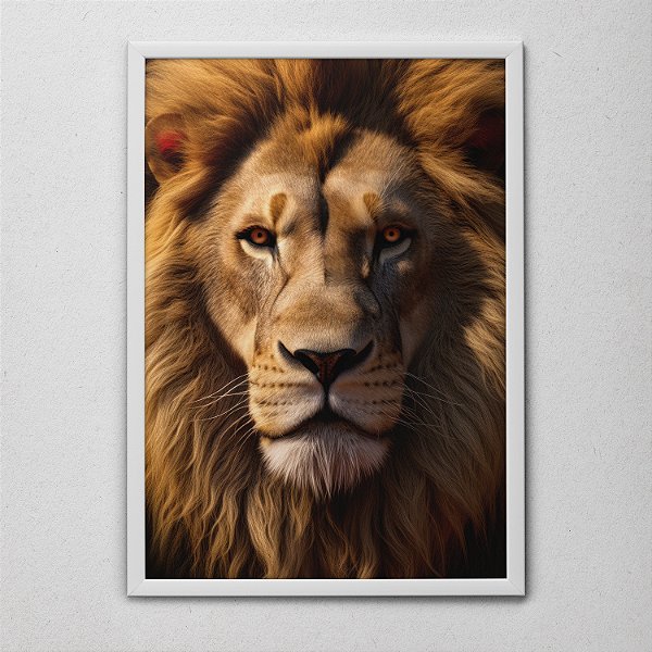 Quadro Decorativo Leão Branco - Força, Estilo e Elegância Selvagem para Sua Decoração!