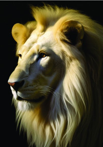 Quadro Decorativo Leão Branco - Força, Estilo e Elegância Selvagem para Sua Decoração!