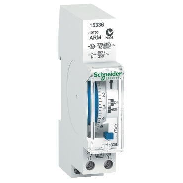 Schneider Electric | Acti9 (Automação/Controle) Interruptor Horário Analógico Acti9 IH, 24h, 1C com Reserva, 18mm 15336