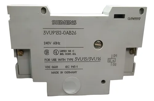 Siemens | 3VU91320AB26 Acessório para Disjuntor-Motor 3VS13: Disparador de subtensão 240VCA 3VU91320AB26