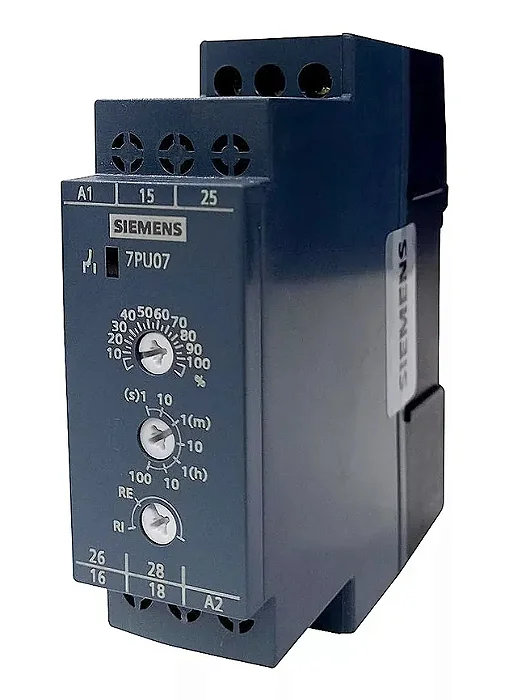 Siemens | Relé de Tempo Siemens 7PU07, Retardo na energização, 24-240V, 7PU0711-3AW00